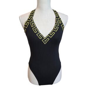 Stylish Miss Guided Black & Gold Strappy Bodysuit  Sz. 4